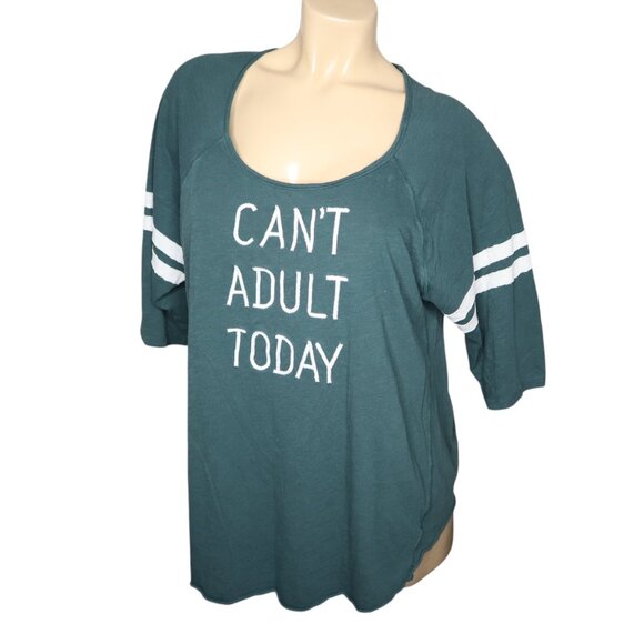 Can't Adult Today Graphic Tee By Torrid Size 3 Green With White Text - Picture 1 of 10